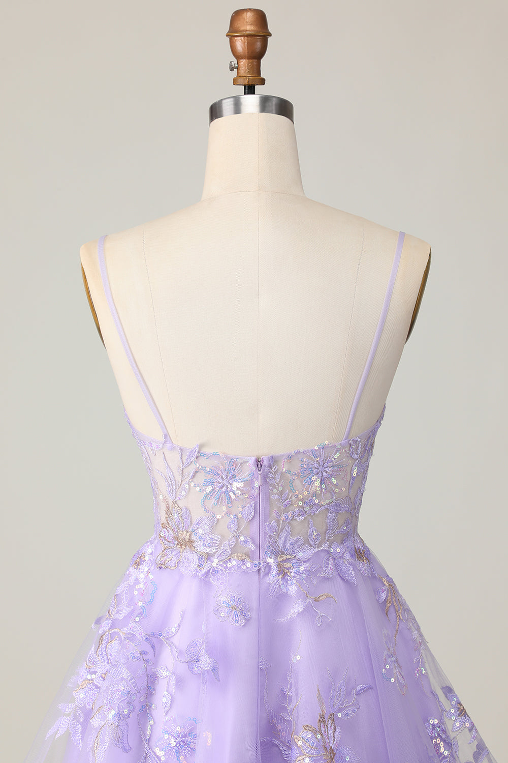 Sparkly Purple A Line Short Floral Prom Dress with Sequins