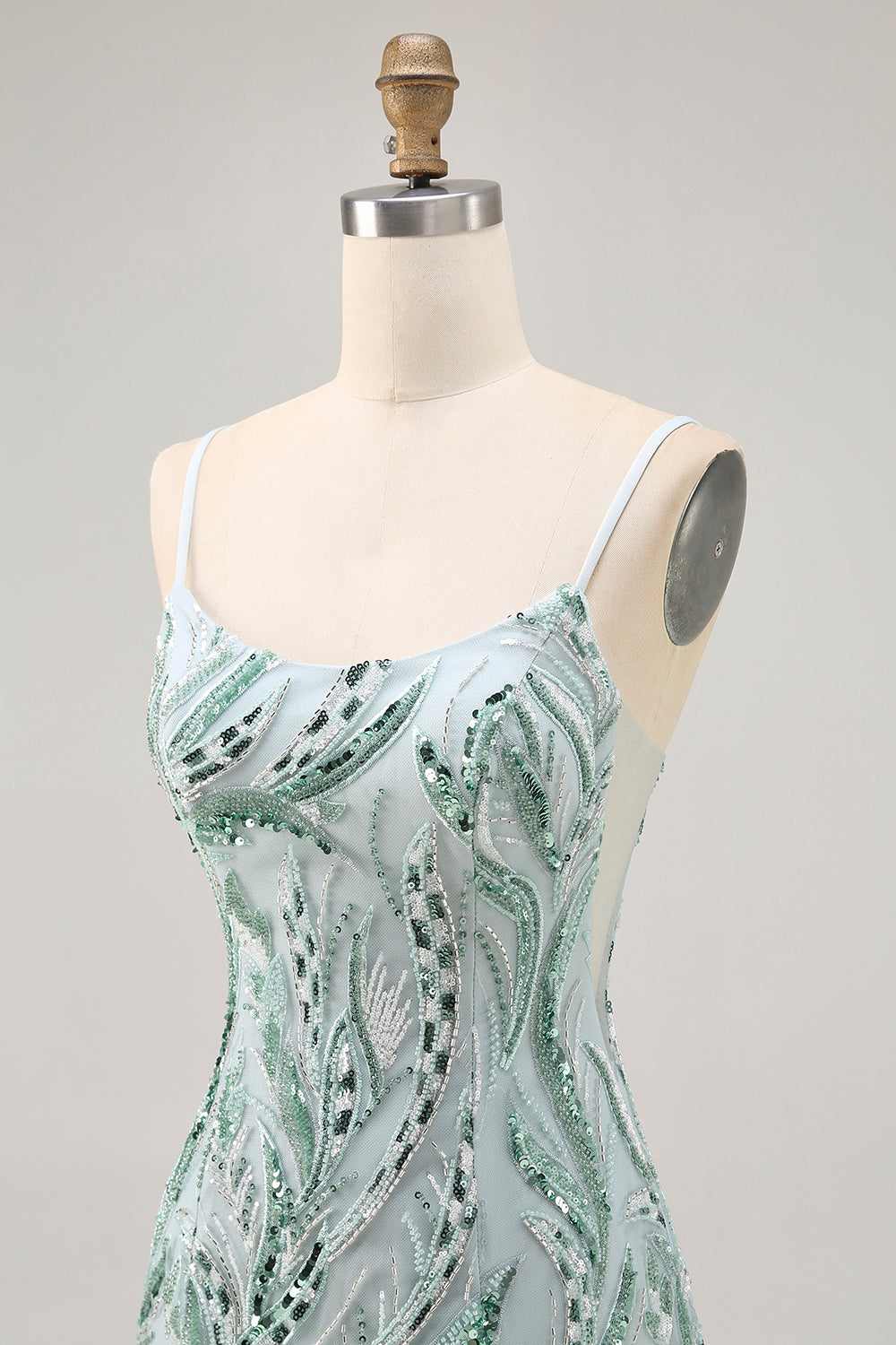 Sparkly Green Beaded Tight Short Cocktail Dress with Sequins