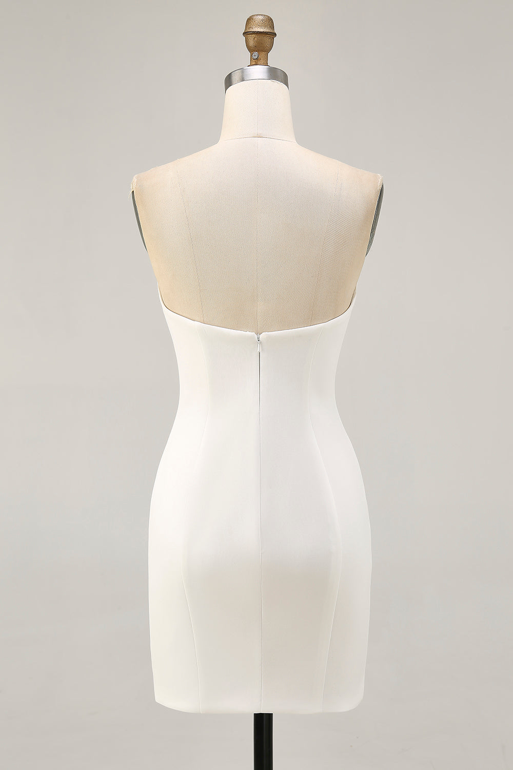 Sparkly White Floral Tight Strapless Short Cocktail Dress with Sequins