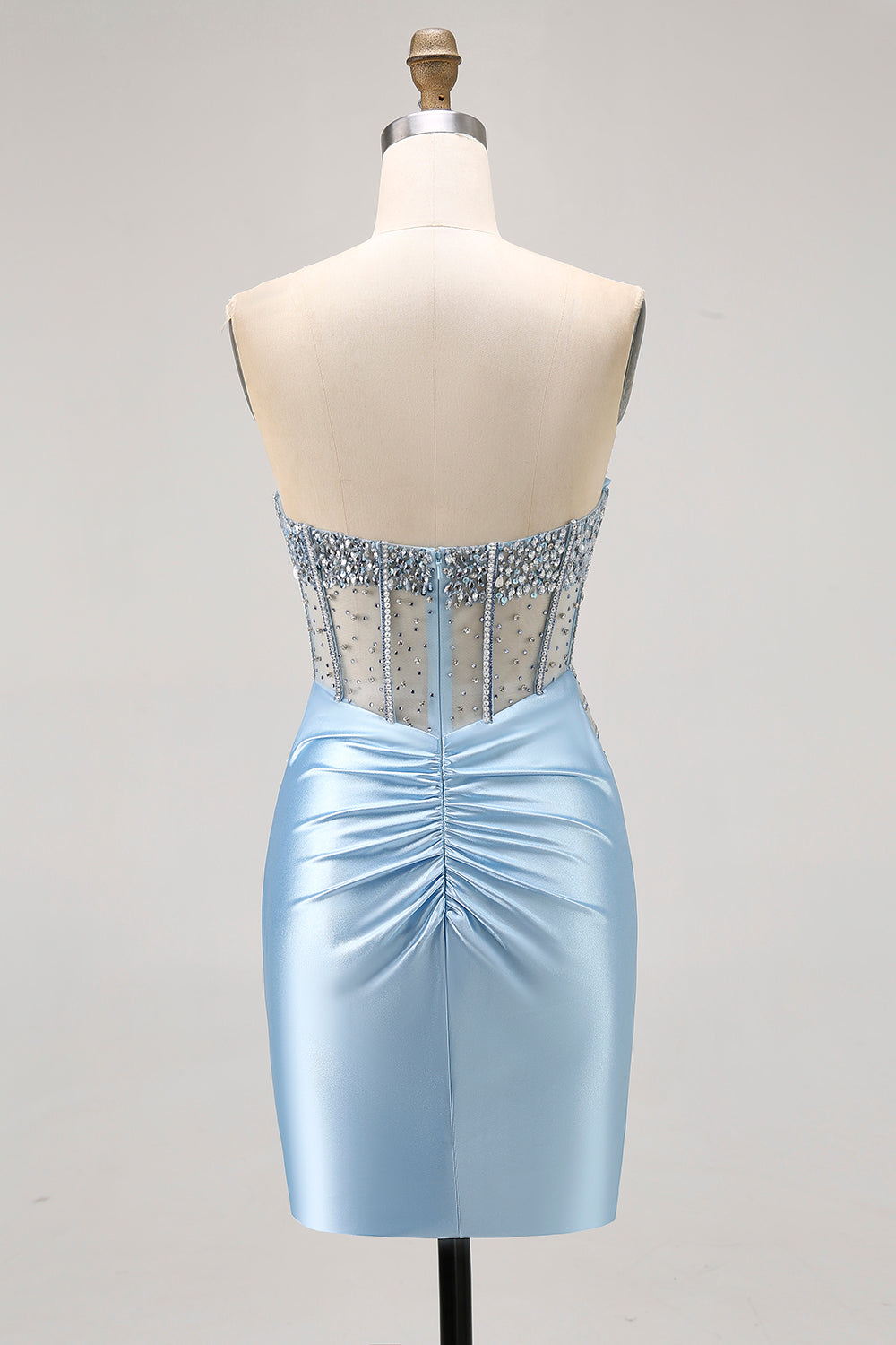 Sparkly Light Blue Corset Tight Short Cocktail Dress