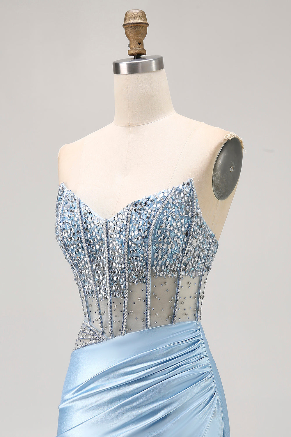 Sparkly Light Blue Corset Tight Short Cocktail Dress