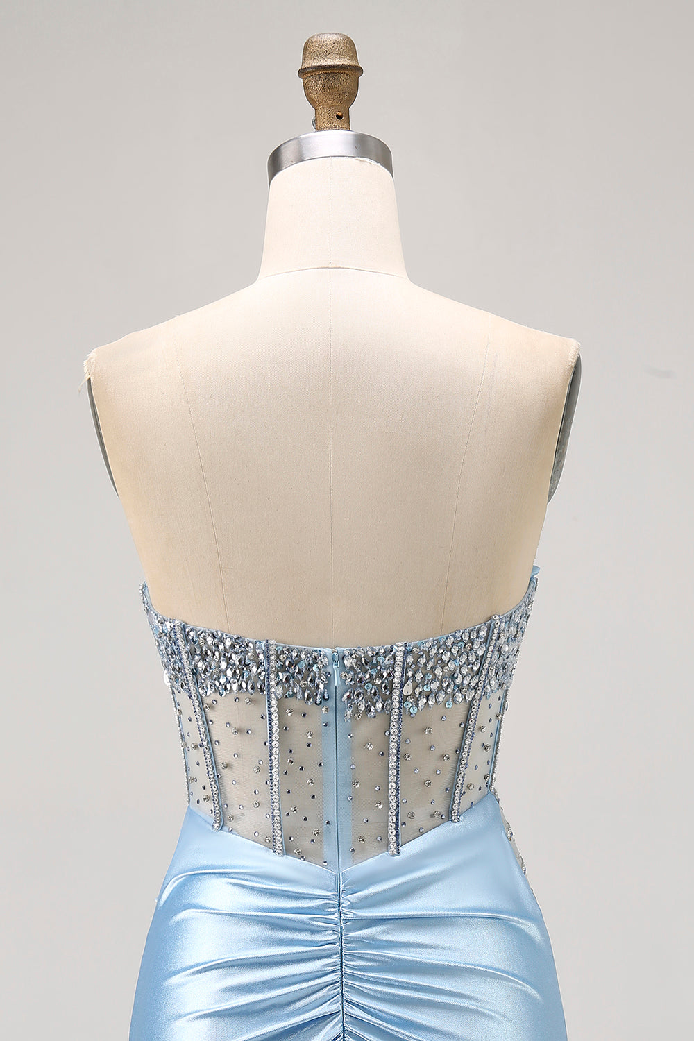 Sparkly Light Blue Corset Tight Short Cocktail Dress