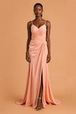 Sunset Chiffon Maxi Spaghetti Straps Mermaid Bridesmaid Dress with Slit
