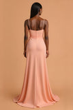 Sunset Chiffon Maxi Spaghetti Straps Mermaid Bridesmaid Dress with Slit