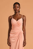 Sunset Chiffon Maxi Spaghetti Straps Mermaid Bridesmaid Dress with Slit
