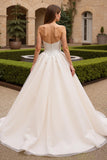 Sweetheart Ivory Ball Gown Tulle Sweep Train Wedding Dress