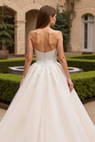 Sweetheart Ivory Ball Gown Tulle Sweep Train Wedding Dress