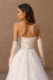 Sweetheart Corset Ivory Sweep Train A Line Wedding Dress with Lace