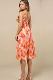 Sunset Chiffon Thick Straps Pleated Midi Summer Wedding Guest Dress