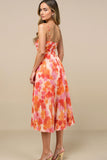 Sunset Spaghetti Straps Midi Chiffon Summer Wedding Guest Dress