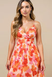 Sunset Spaghetti Straps Midi Chiffon Summer Wedding Guest Dress