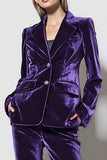 2 Piece Dark Purple Velvet Notched Lapel Single Breasted Business Suits