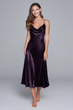 Black Velvet Spaghetti Straps A Line Tea Length Holiday Party Dress