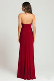 Burgundy Sheath Halter Long Formal Dress with Slit