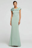 Mint Green Mermaid Boat Neck Long Formal Dress with 3D Flower