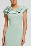 Mint Green Mermaid Boat Neck Long Formal Dress with 3D Flower