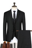 3 Piece Notched Lapel Single Breasted Black Prom Men's Suits