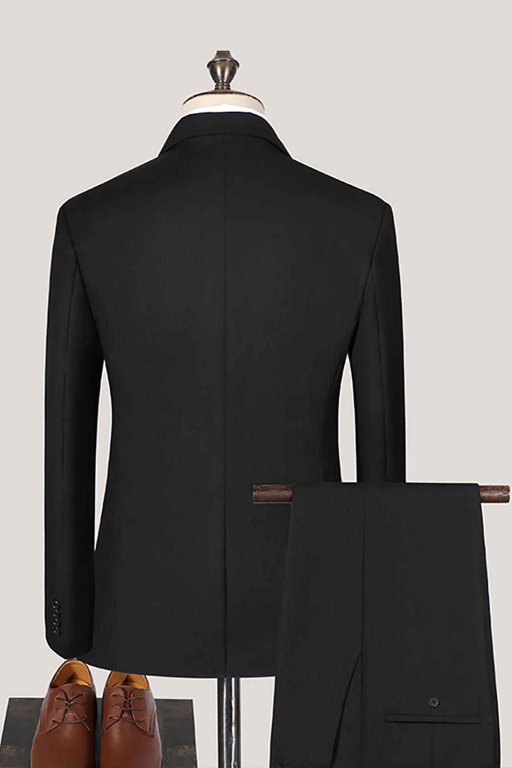 3 Piece Notched Lapel Single Breasted Black Prom Men's Suits