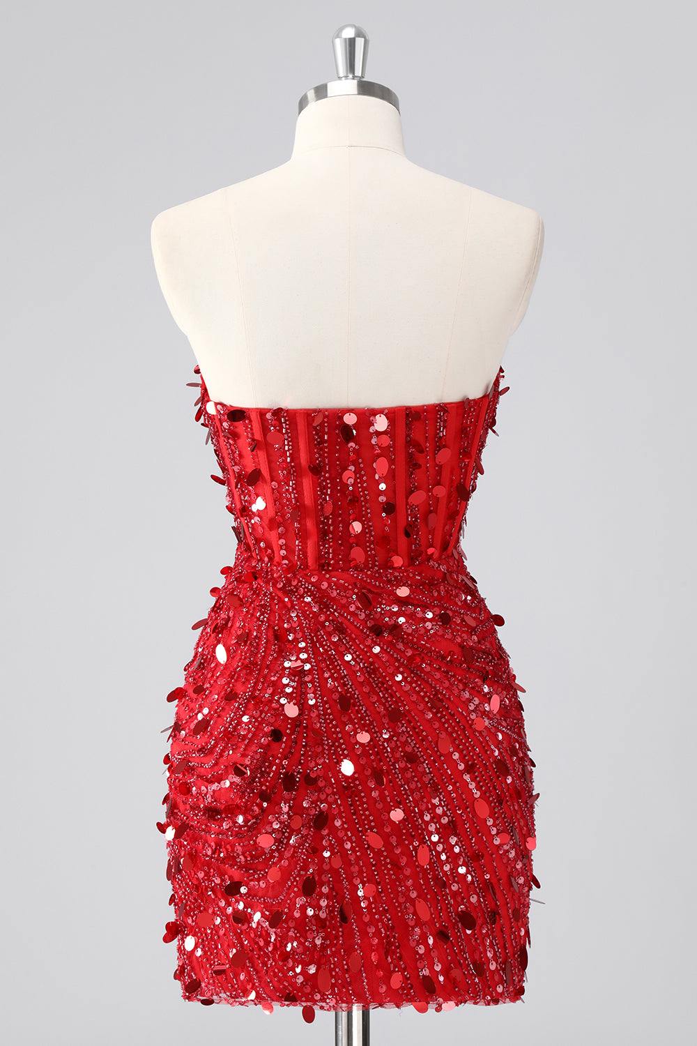 Sparkly Fuchsia Corset Bodycon Sweetheart Short Cocktail Dress with Sequins
