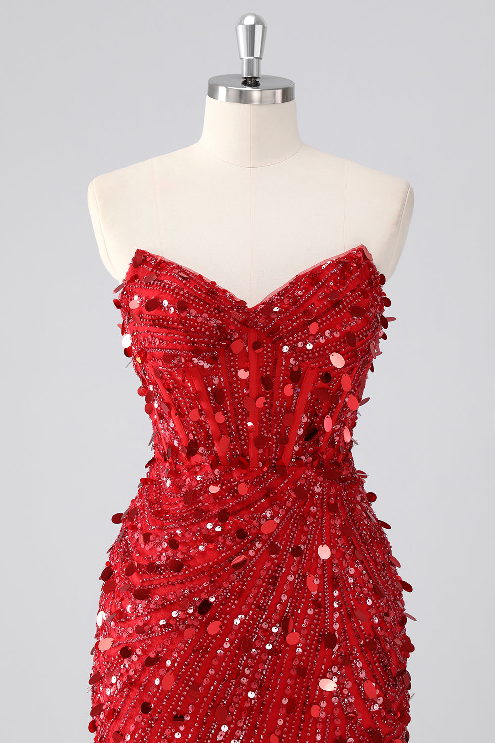 Sparkly Fuchsia Corset Bodycon Sweetheart Short Cocktail Dress with Sequins