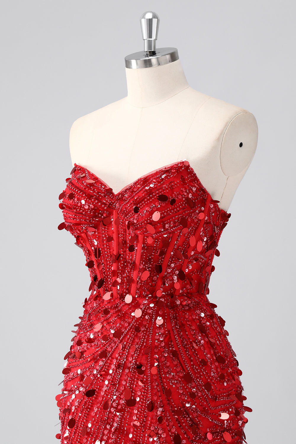 Sparkly Fuchsia Corset Bodycon Sweetheart Short Cocktail Dress with Sequins