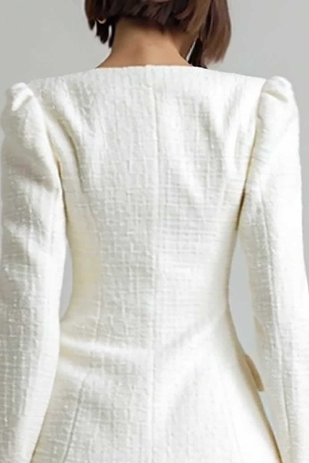 Ivory 2 Piece Single Breasted Short Tweed Outfits