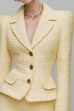 Light Yellow Notched Lapel 2 Piece Tweed Outfits