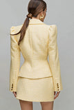 Light Yellow Notched Lapel 2 Piece Tweed Outfits