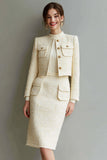 Ivory 2 Piece Pencil Single Breasted Short Date Night Outfits