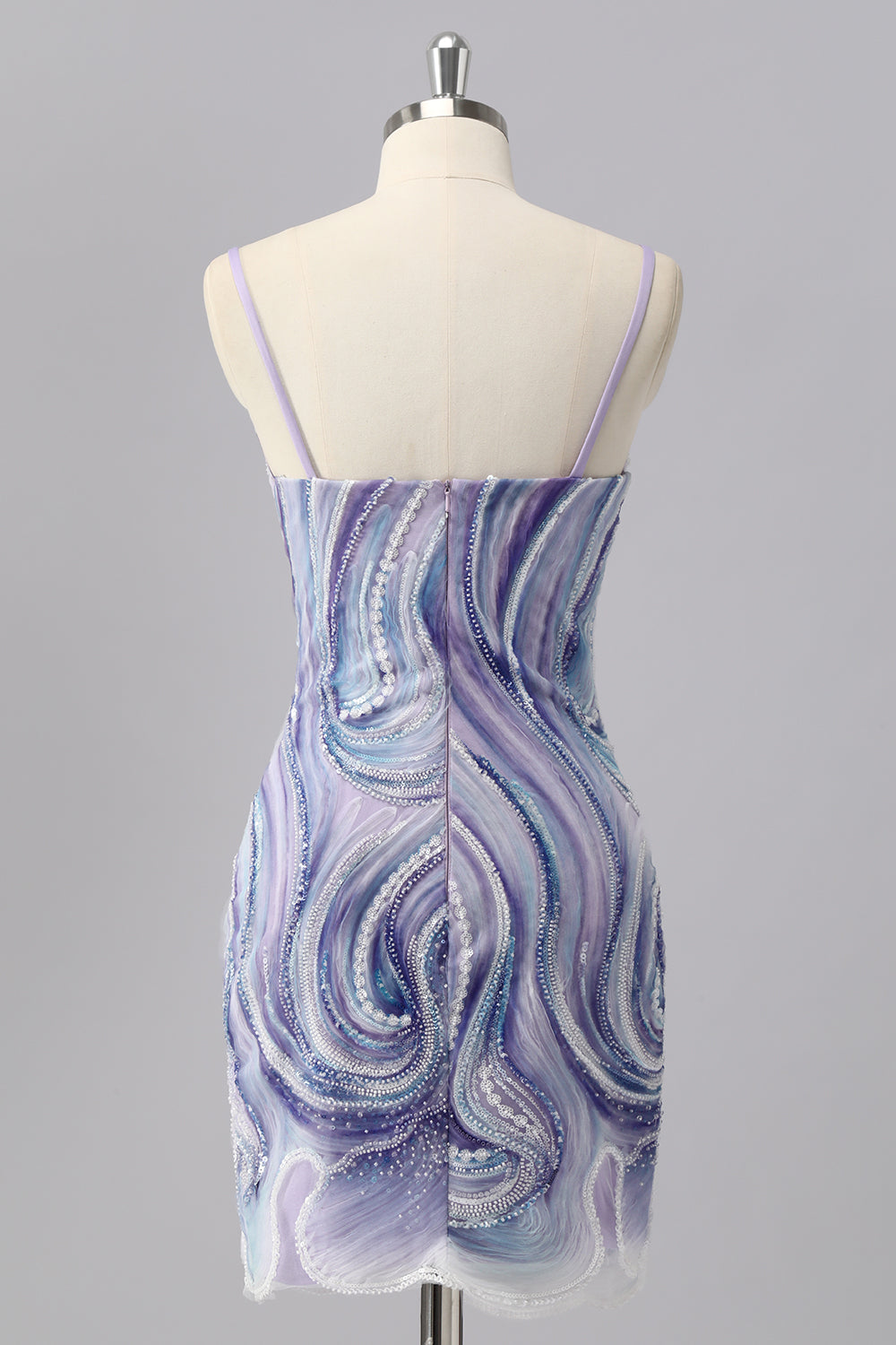 Sparkly Lilac Tight Short Cocktail Dress with Beading