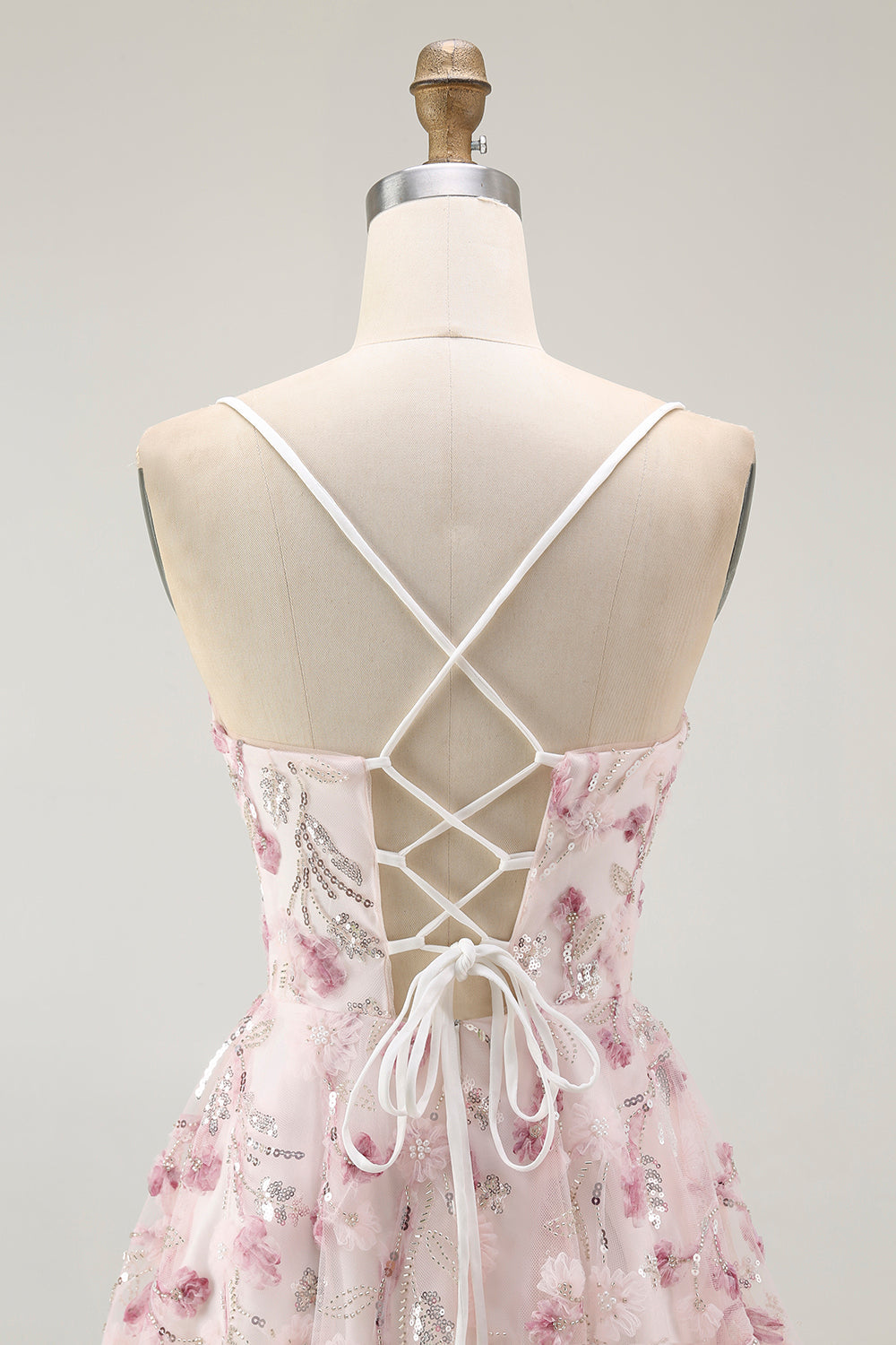 Sparkly Pink Floral A Line Short Cocktail Dress with Sequins