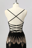 Sparkly Black Beaded Tight Lace up Back Short Cocktail Dress