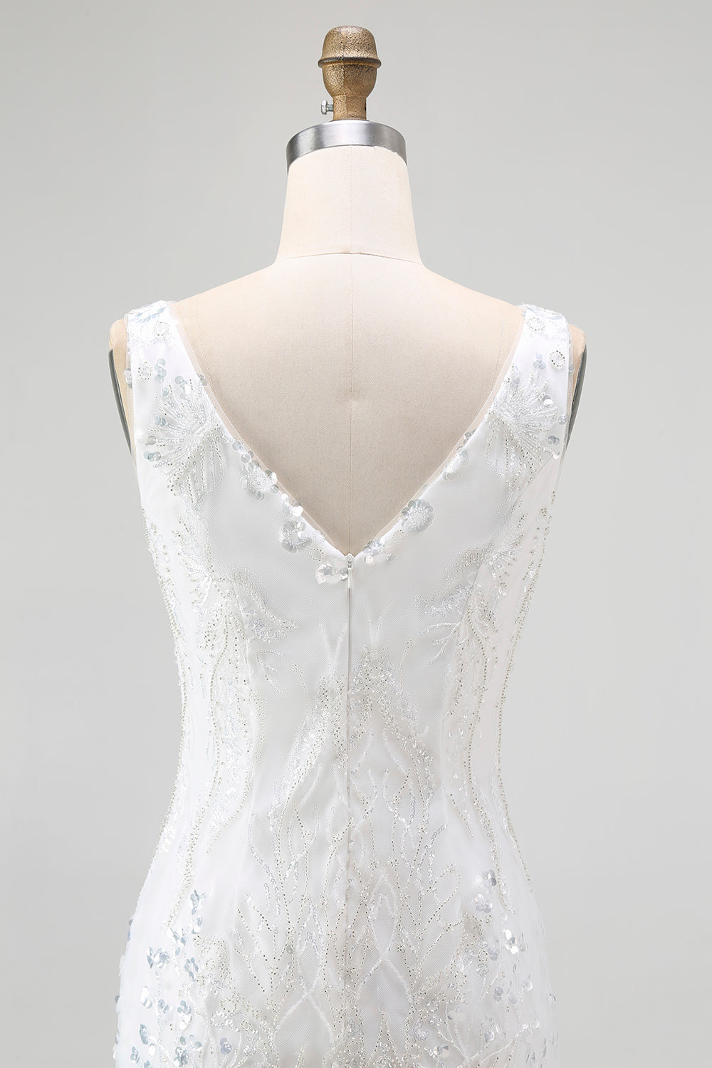 Sparkly White Sequins Bodycon V-Neck Short Cocktail Dress