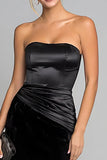 Black Velvet Strapless Mermaid Long Formal Dress