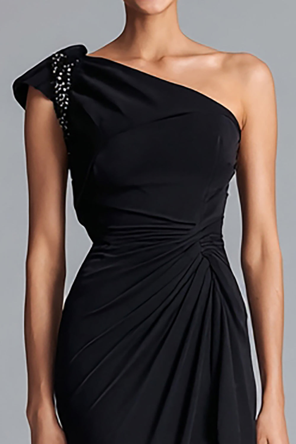 Black Mermaid One Shoulder Long Formal Dress