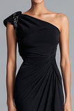 Black Mermaid One Shoulder Long Formal Dress