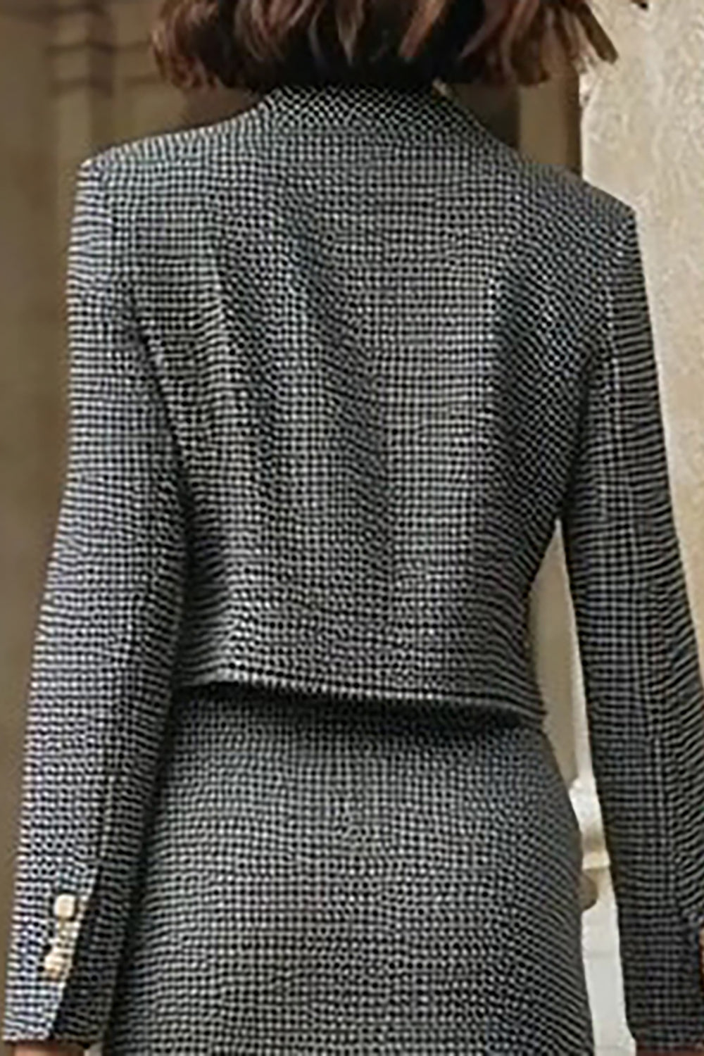 Grey Pencil 2 Piece Midi Tweed Outfits with Slit