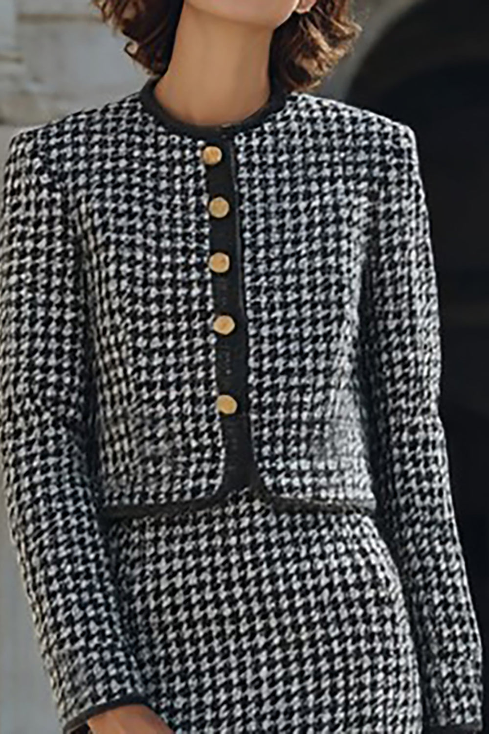 Grey Single Breasted 2 Piece Pencil Midi Tweed Outfits