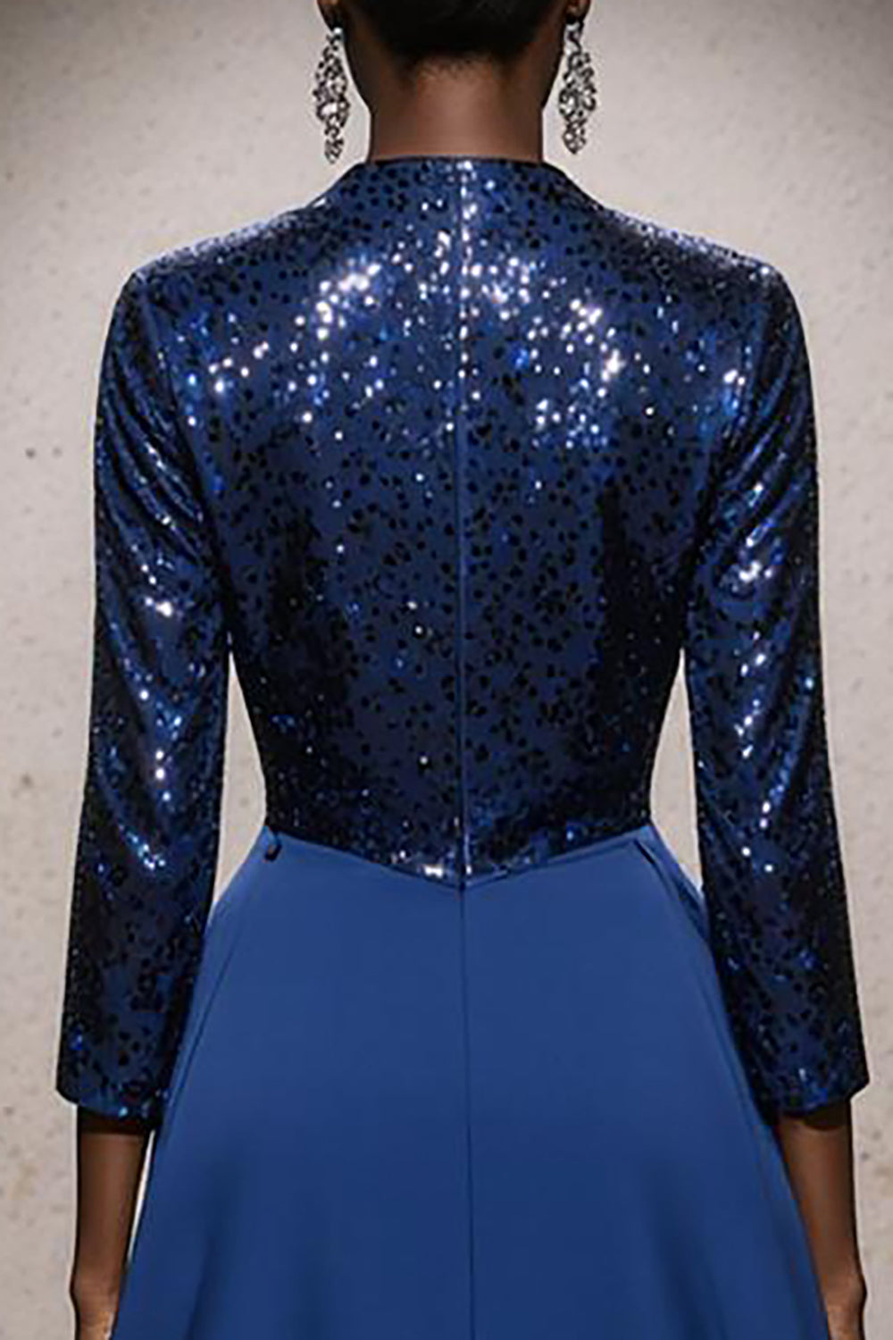 Sparkly Royal Blue High Neck Mermaid Long Sequin Evening Dress with Cape