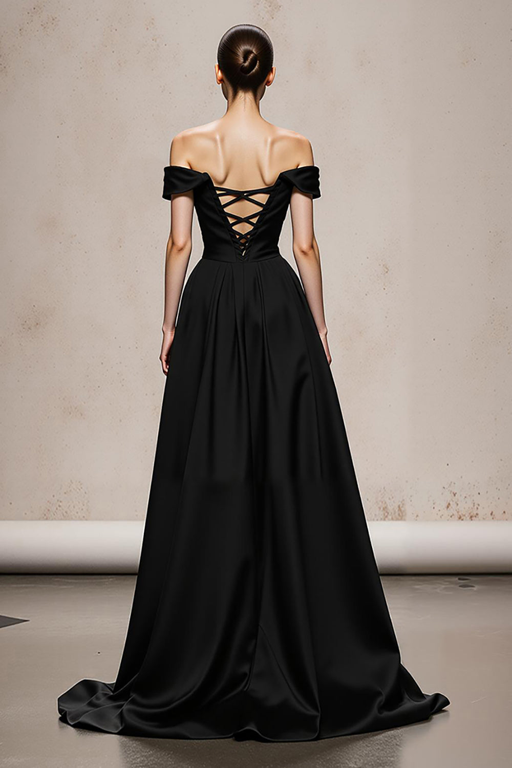 Black and White Patchwork Satin A Line Long Formal Dress