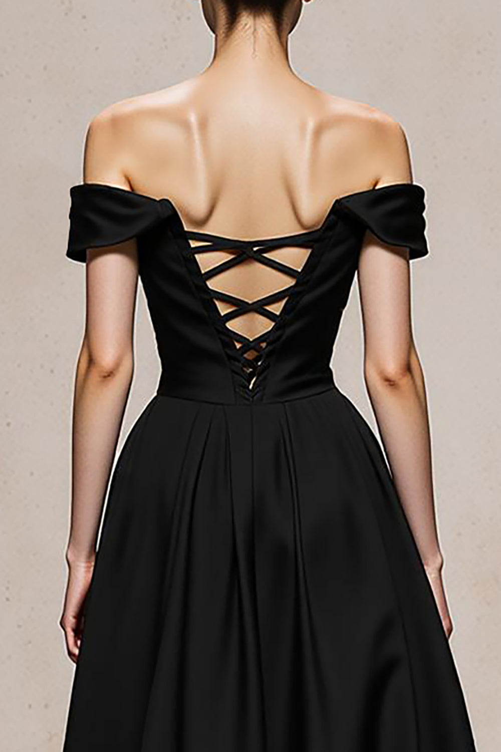 Black and White Patchwork Satin A Line Long Formal Dress