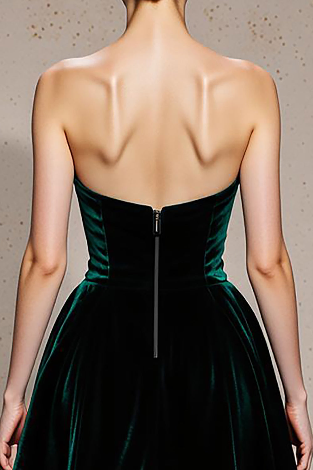 Dark Green Strapless Velvet A Line Long Holiday Party Dress with Slit