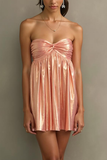 Metallic Light Pink A Line Sweetheart Short Cocktail Dress
