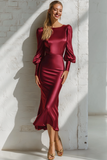 Cabernet Mermaid Midi Satin Formal Dress