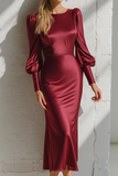 Cabernet Mermaid Midi Satin Formal Dress
