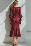 Cabernet Mermaid Midi Satin Formal Dress