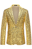 Sparkly Golden Notched Lapel Sequined 2 Piece Prom Suits