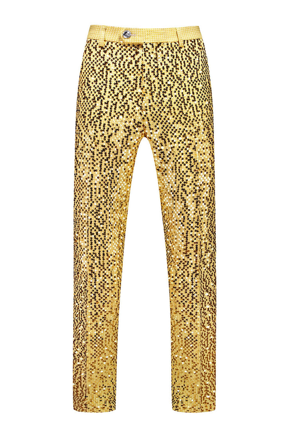 Sparkly Golden Notched Lapel Sequined 2 Piece Prom Suits