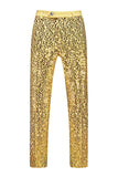 Sparkly Golden Notched Lapel Sequined 2 Piece Prom Suits