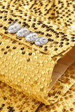 Sparkly Golden Notched Lapel Sequined 2 Piece Prom Suits